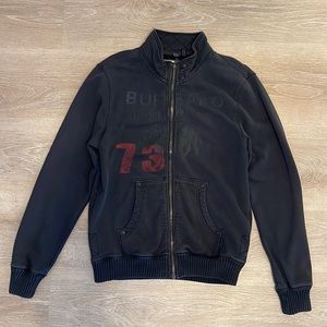 Buffalo David Bitton zippered sweater with pockets. Faded Black, Large